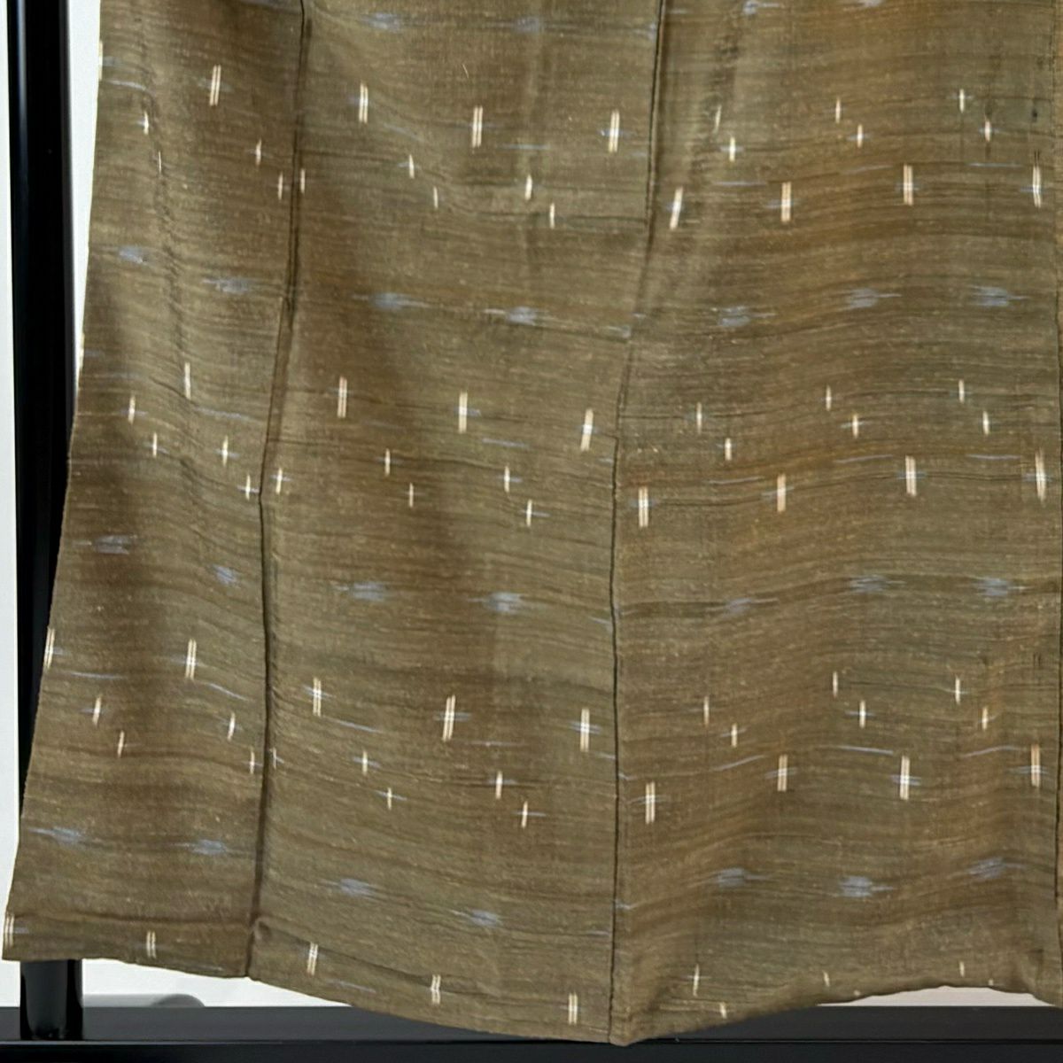 【美品】 紬織 身長156.5cm 袖長63cm S 雙層 十字絣 幾何圖案 茶 純蠶絲 優品級