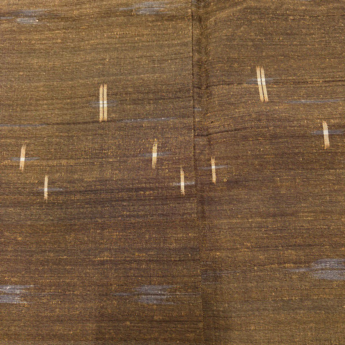 【美品】 紬織 身長156.5cm 袖長63cm S 雙層 十字絣 幾何圖案 茶 純蠶絲 優品級