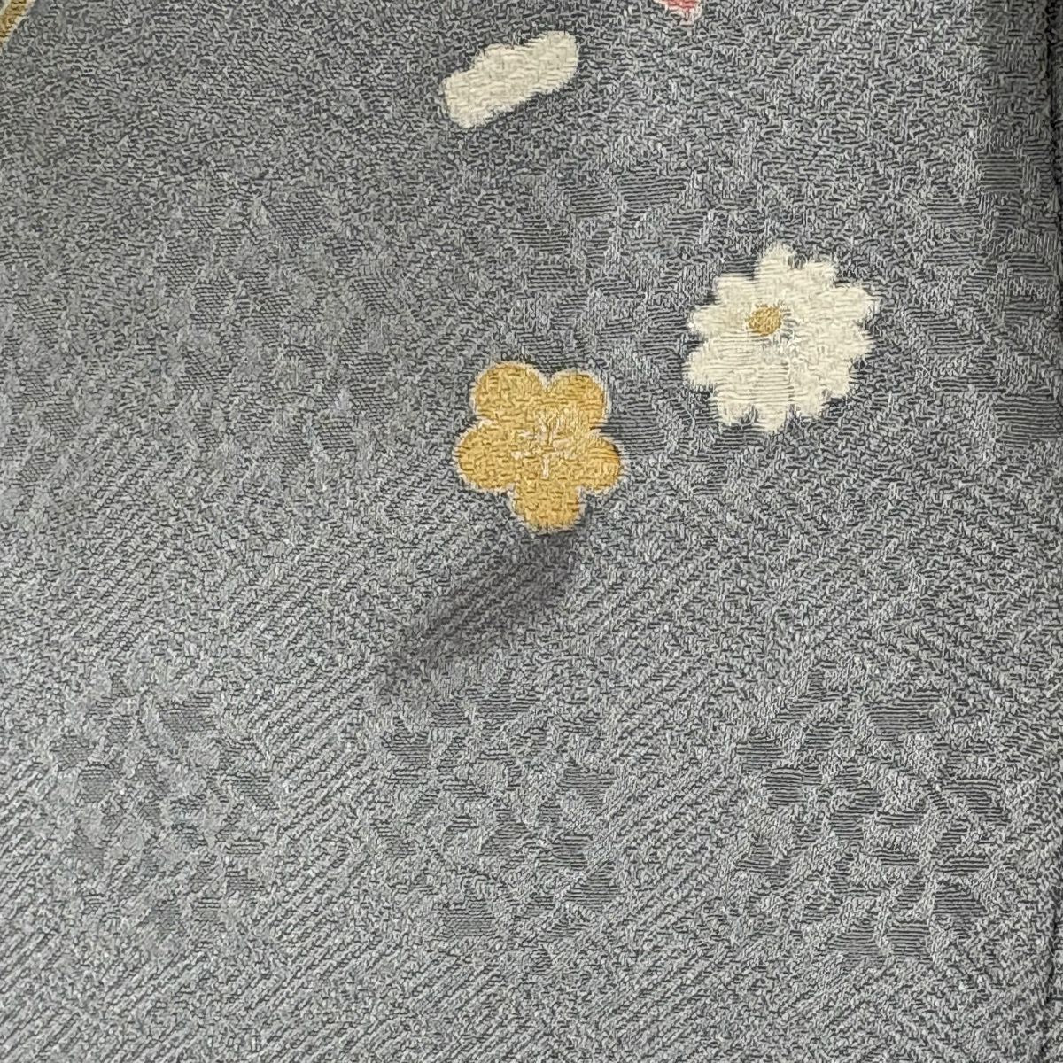 訪問服 身長161.5cm 袖長64cm M 雙層 幾帳 櫻花 染分 灰色 純蠶絲 秀品級