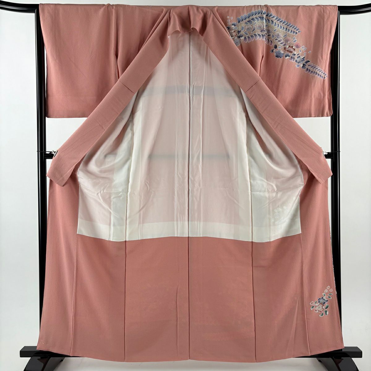 訪問服 身長161cm 袖長65.5cm M 雙層 辻花染 金彩裝飾 漸層 粉紅 純蠶絲 秀品級 一つ紋