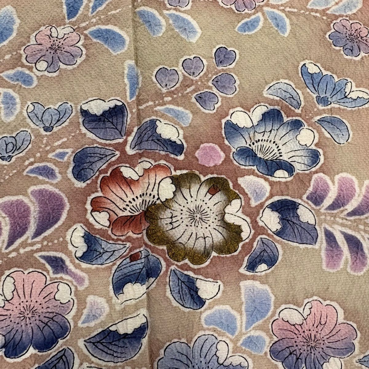 訪問服 身長161cm 袖長65.5cm M 雙層 辻花染 金彩裝飾 漸層 粉紅 純蠶絲 秀品級 一つ紋