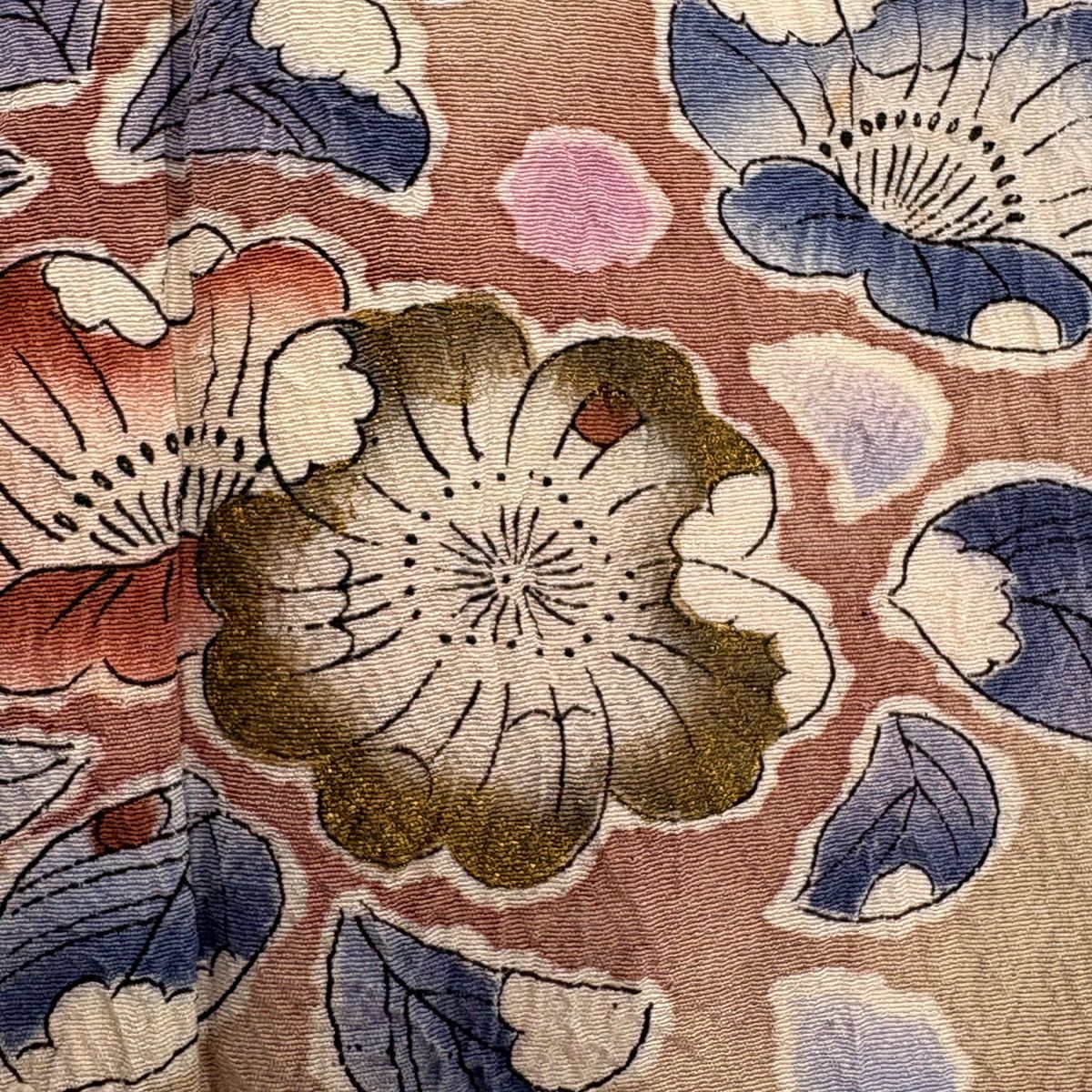 訪問服 身長161cm 袖長65.5cm M 雙層 辻花染 金彩裝飾 漸層 粉紅 純蠶絲 秀品級 一つ紋