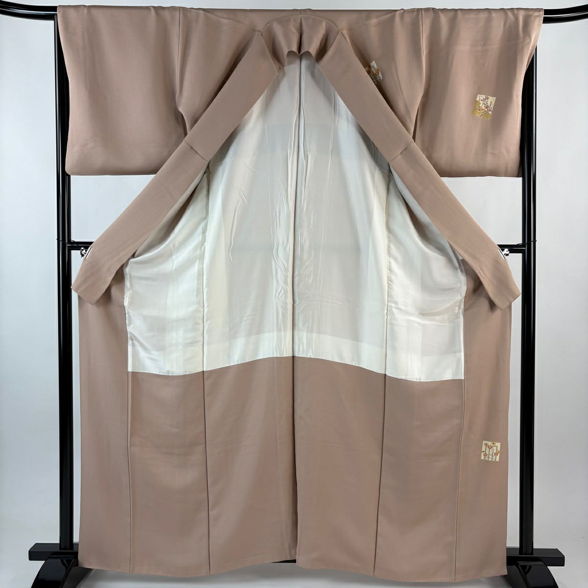 【美品】 付下 身長163cm 袖長67.5cm L 雙層 源氏香 道長取 金絲 金銀彩 粉米色 純蠶絲 優品級
