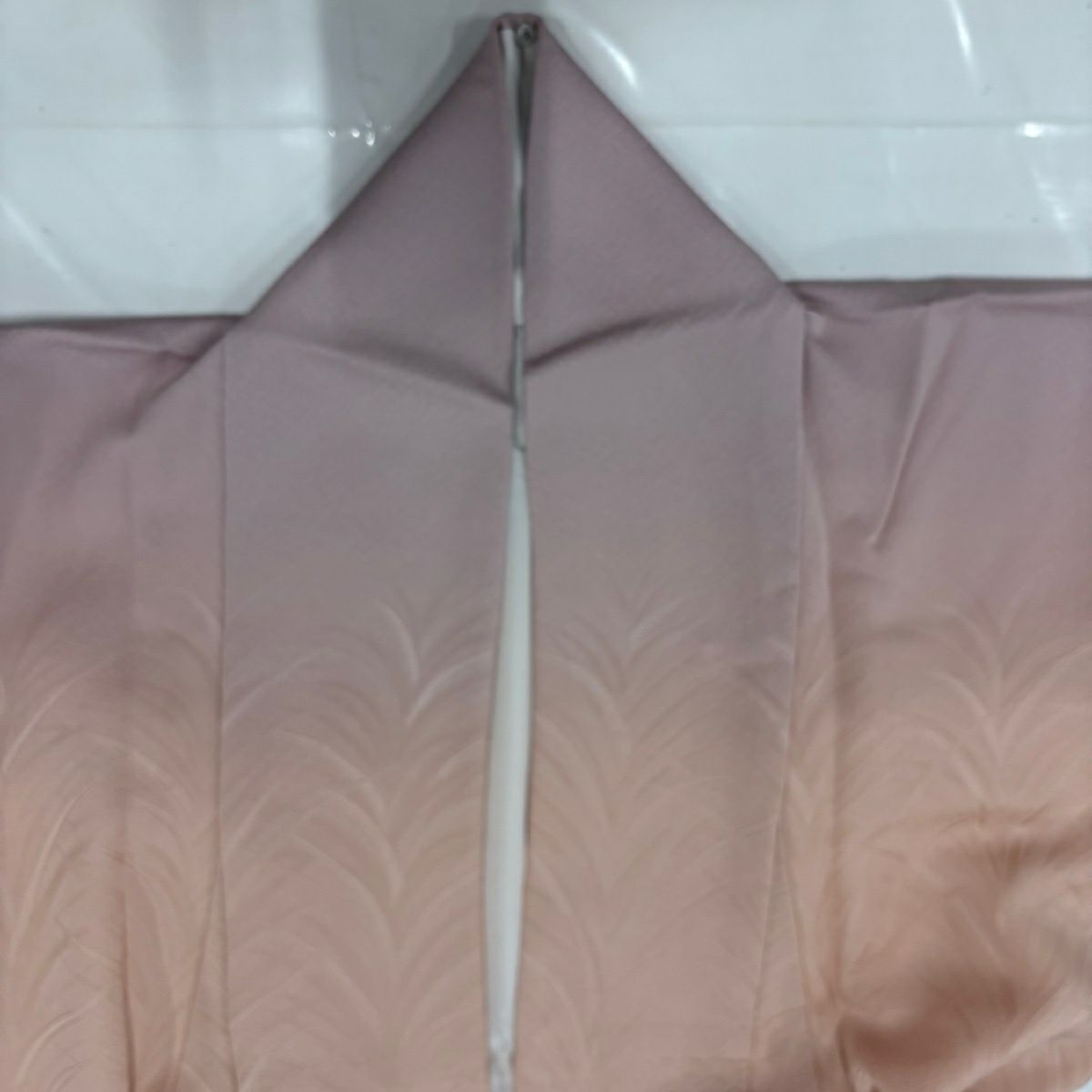 【美品】 付下 身長153.5cm 袖長60.5cm S 雙層 地紋 漸層 鮭粉色 純蠶絲 優品級
