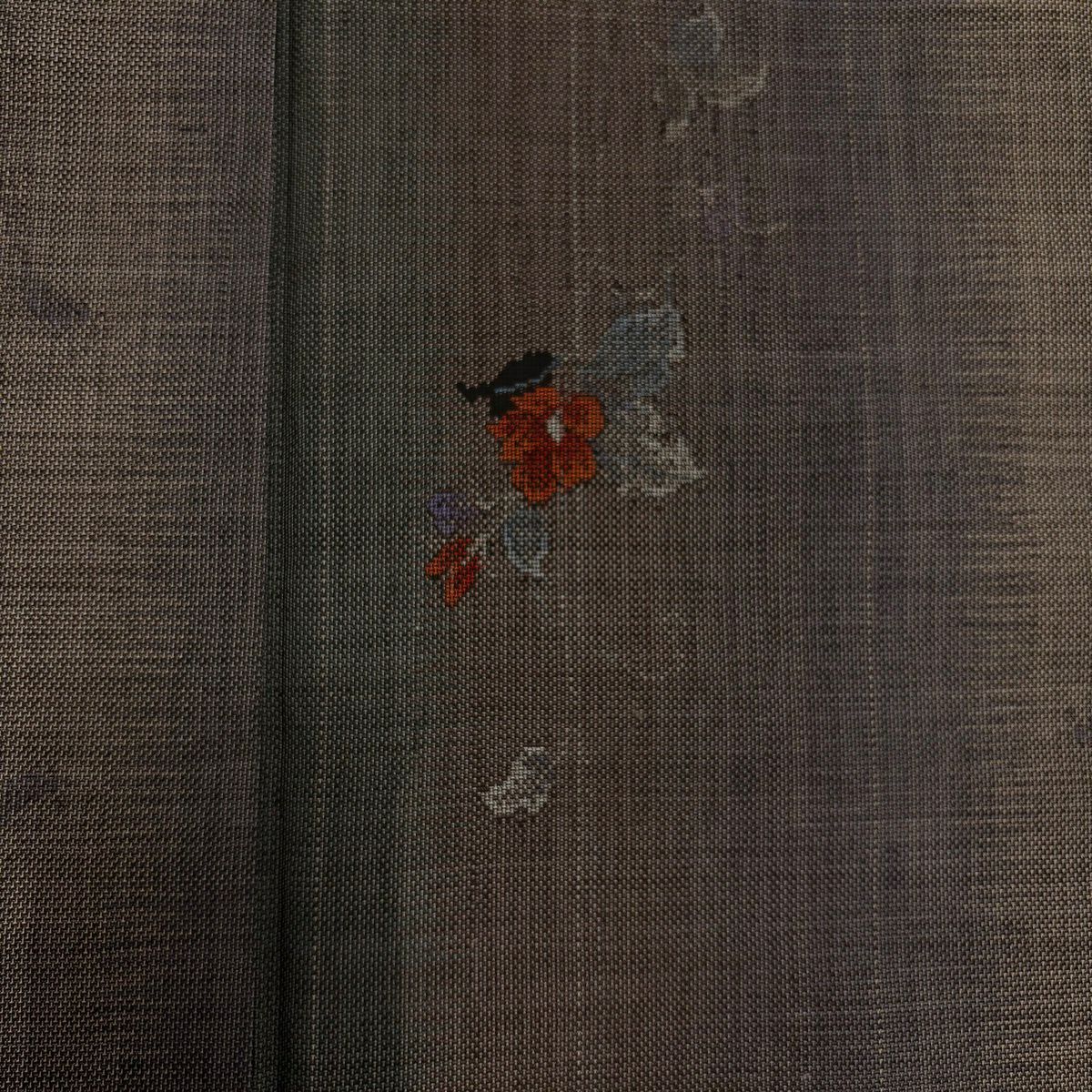 【美品】 紬織 身長160cm 袖長67cm M 雙層 草花紋 茶 純蠶絲 秀品級