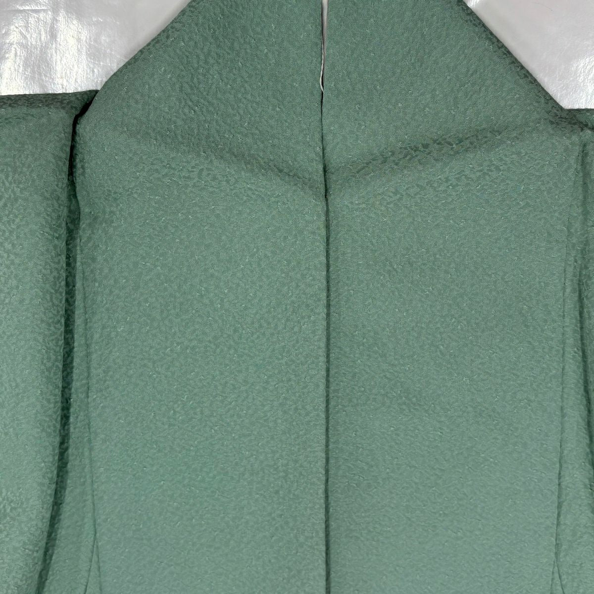 付下 身長151.5cm 袖長63cm S 雙層 草花紋紋 扇子面刺繡 淺綠 純蠶絲 優品級