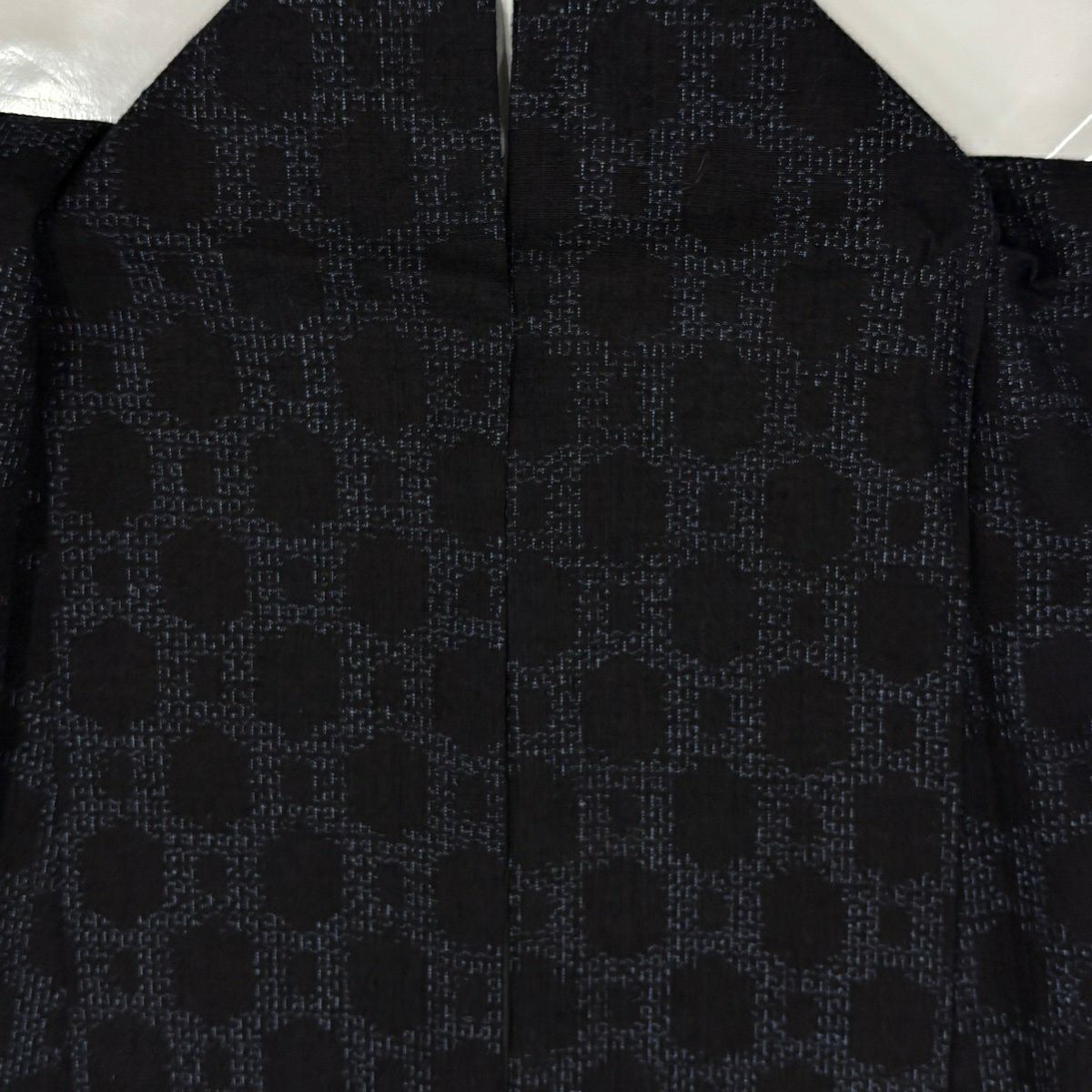 【美品】 紬織 身長159cm 袖長62cm S 雙層 龜甲絣 深藍 純蠶絲 秀品級