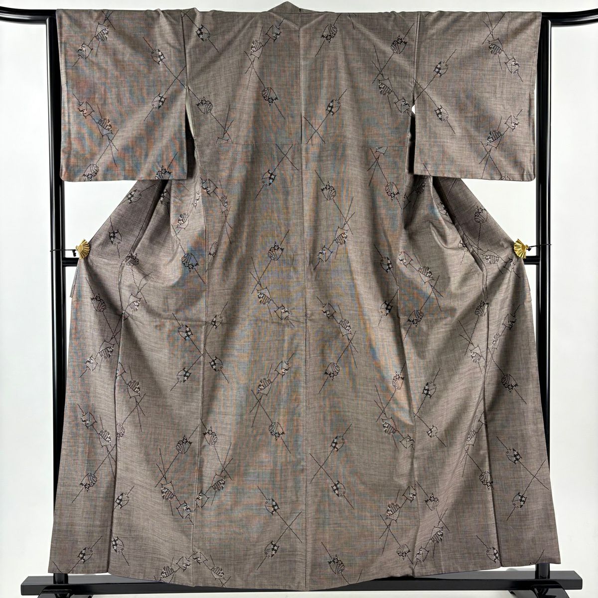 紬織 身長159.5cm 袖長63cm S 雙層 線卷 灰茶 純蠶絲 優品級