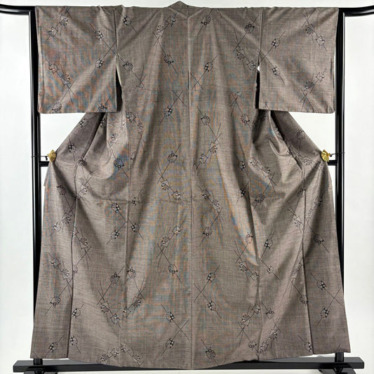 紬織 身長159.5cm 袖長63cm S 雙層 線卷 灰茶 純蠶絲 優品級