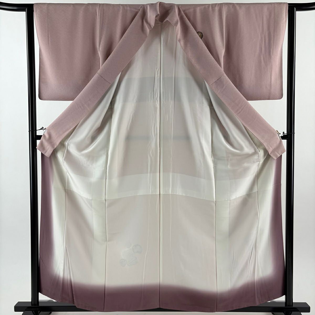 付下 身長159cm 袖長64cm M 雙層 干支 金絲 金銀彩 粉紅 純蠶絲 優品級