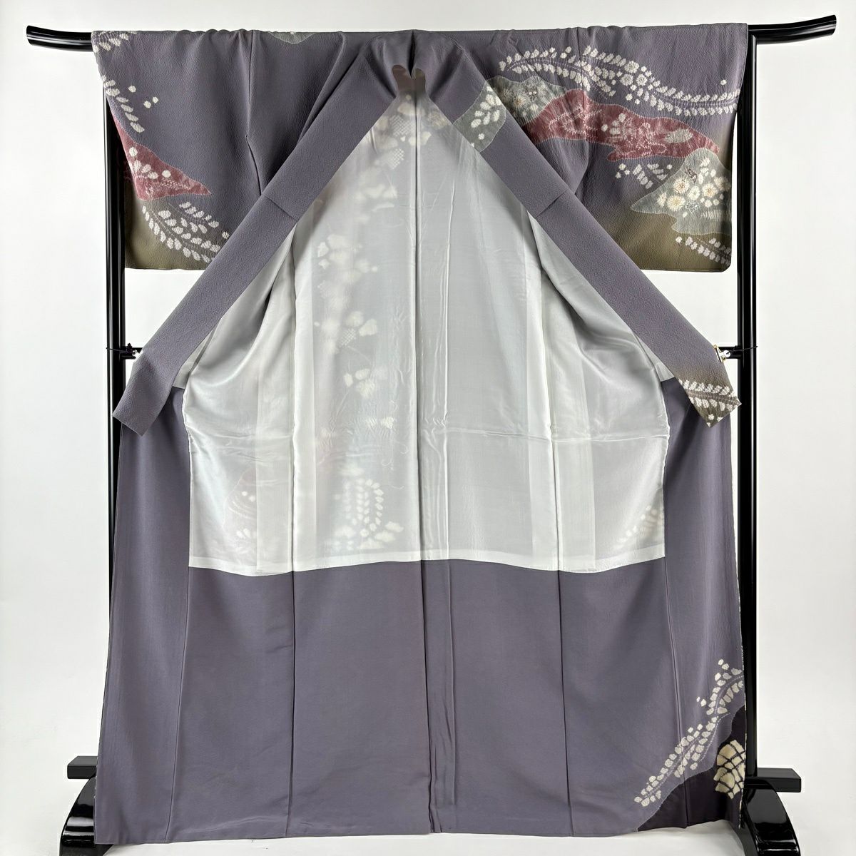 訪問服 身長170.5cm 袖長67cm M 雙層 辻花染 漸層 灰紫 純蠶絲 名品級