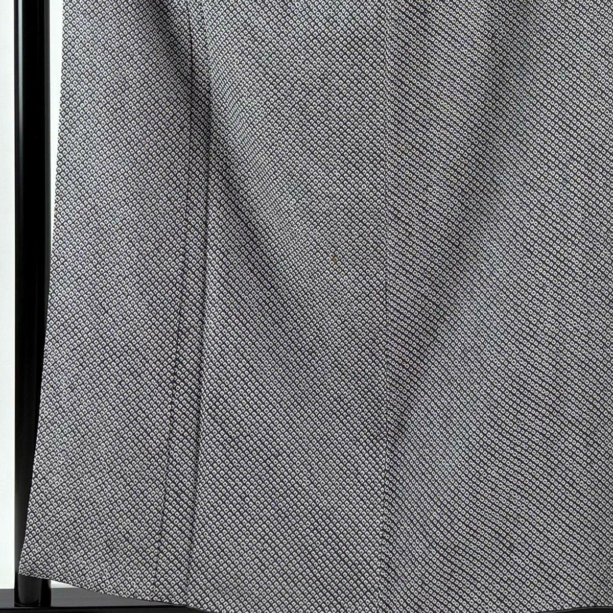 小紋 身長158cm 袖長65.5cm M 雙層 總絞染 灰 純蠶絲 名品級