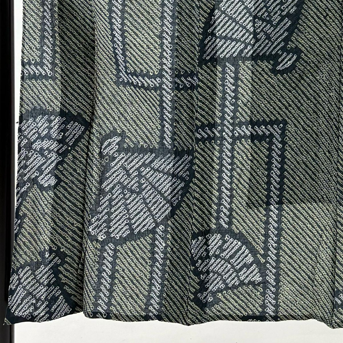 【美品】 浴衣 身長151cm 袖長62.5cm S 絞染浴衣 斜紋 檜扇子 青綠 純棉 名品級