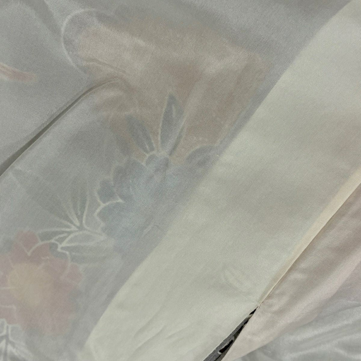振袖禮服 身長157cm 袖長63.5cm S 雙層 鴛鴦 菖蒲 染分 逐漸色 灰色 純蠶絲 名品級