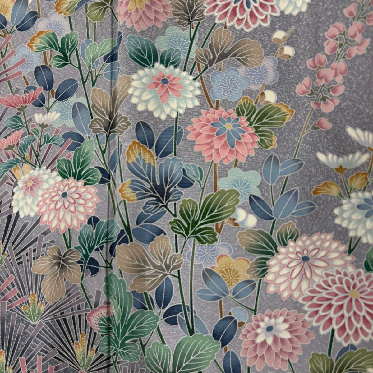 【美品】訪問服 身長151.5cm 袖長62.5cm S 雙層 鴛鴦 松樹梅花 染分 金銀彩 灰紫 純蠶絲 名品級 一つ紋