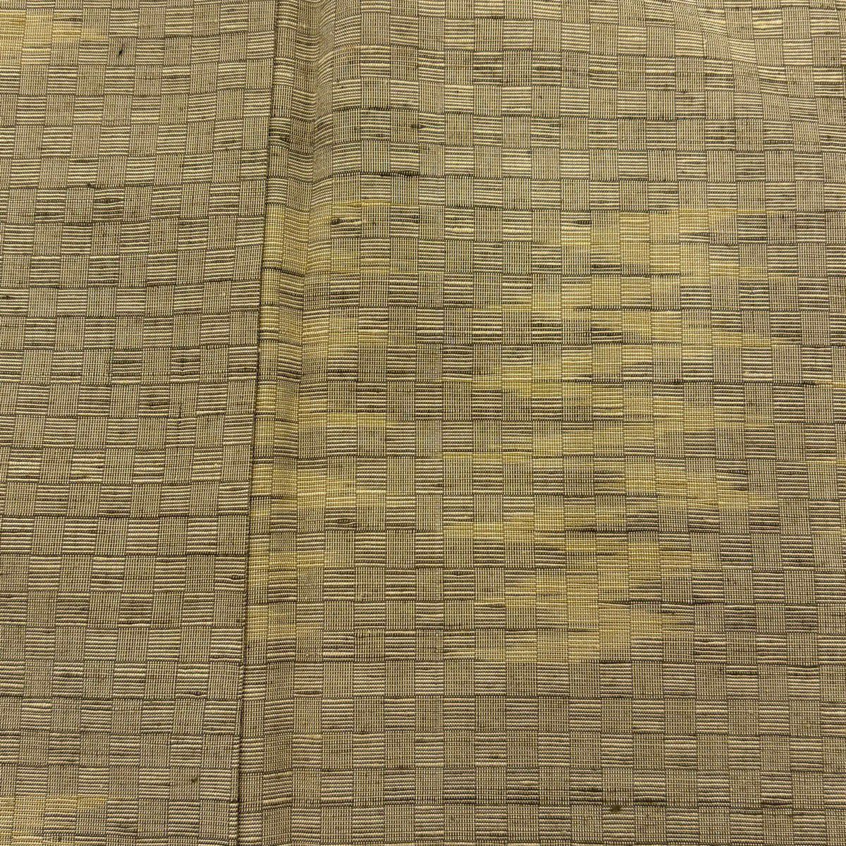 【美品】 紬織 身長163cm 袖長65.5cm M 雙層 幾何圖案 條紋 抹茶 純蠶絲 名品級