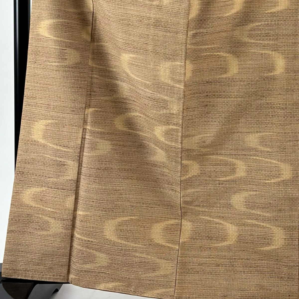 【美品】 紬織 身長164cm 袖長66cm M 雙層 流水 茶 純蠶絲 名品級