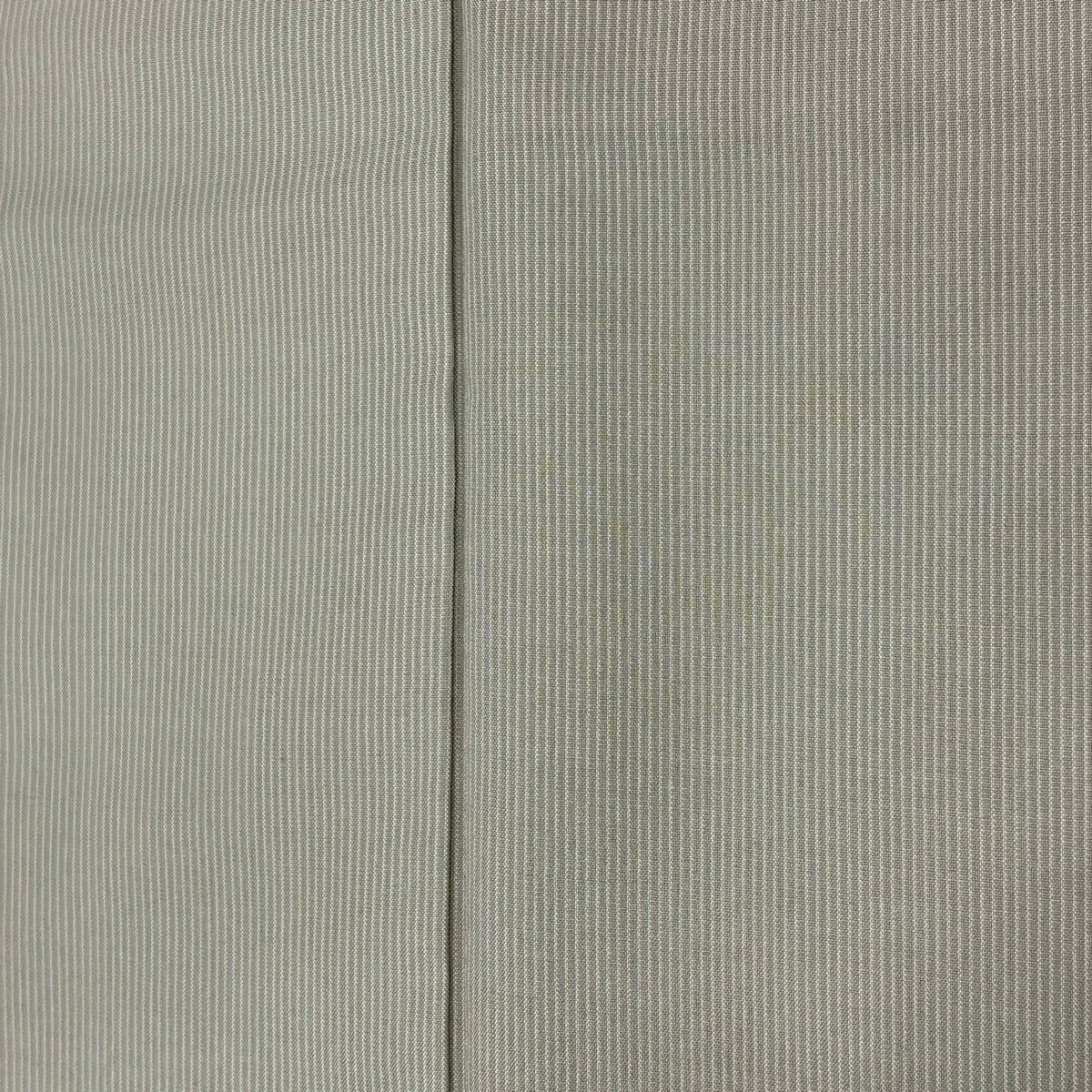 【美品】 小紋 身長157.5cm 袖長63.5cm S 雙層 縱條 灰 純蠶絲 名品級