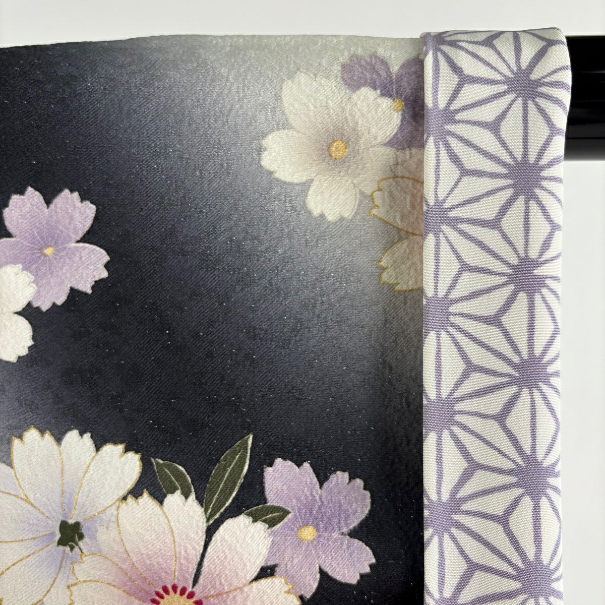 【美品】振袖禮服 身長169cm 袖長67cm M 雙層 草花紋紋 疋田柄 金金箔 銀通 乳白色 純蠶絲 逸品級