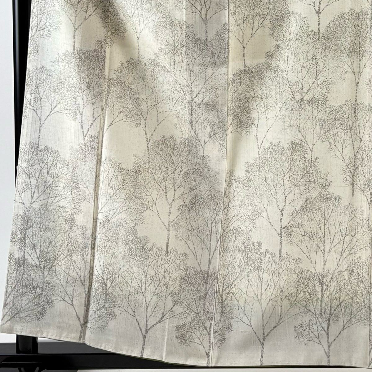 【美品】 付下 身長160cm 袖長63.5cm S 雙層 小千谷紬織織地 證書附帶 樹木圖案 奶油色 純蠶絲 逸品級