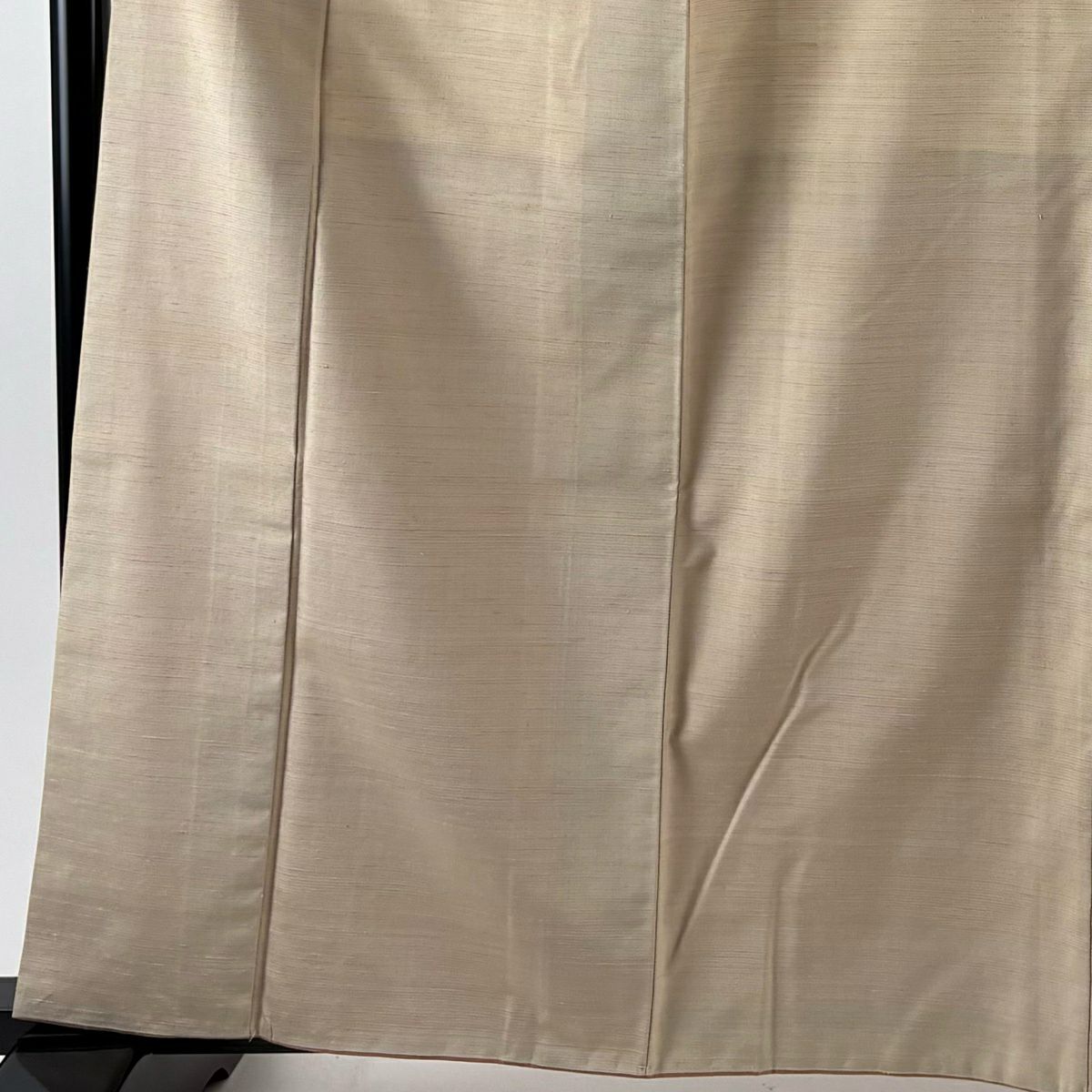【美品】 紬織 身長164cm 袖長65cm M 雙層 落款あり 縞 幻梅花染 米色 純蠶絲 逸品級