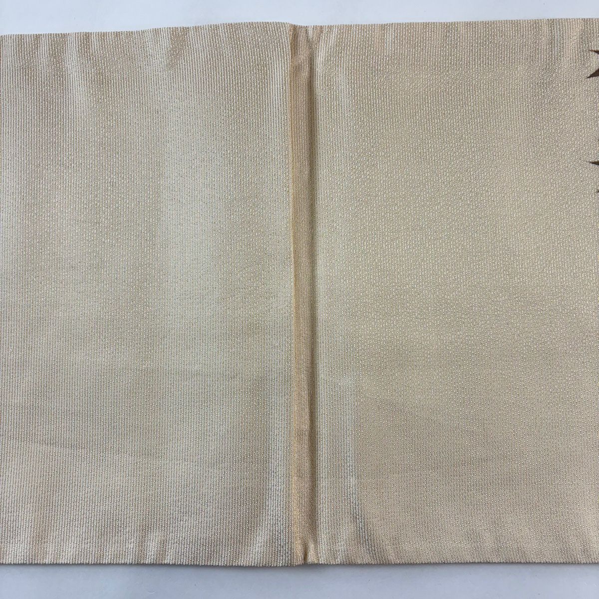【美品】 袋帶 秀品級 葉 霞 金銀彩 金絲 米色 大鼓圖案 純蠶絲
