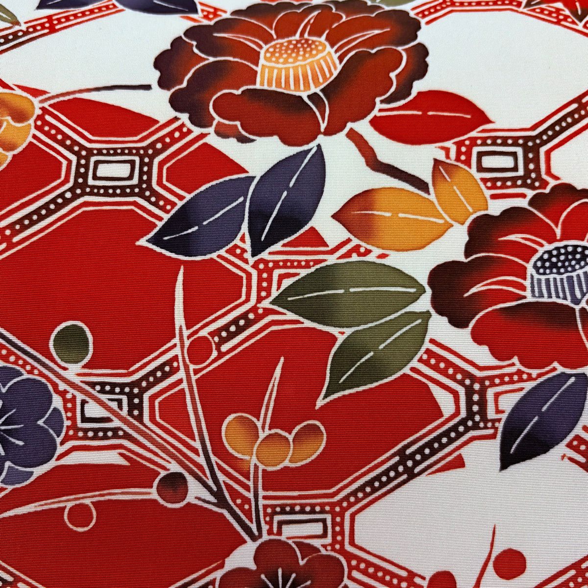 【美品】 名古屋帶 秀品級 梅花 花 椿 花 奶油色 純蠶絲