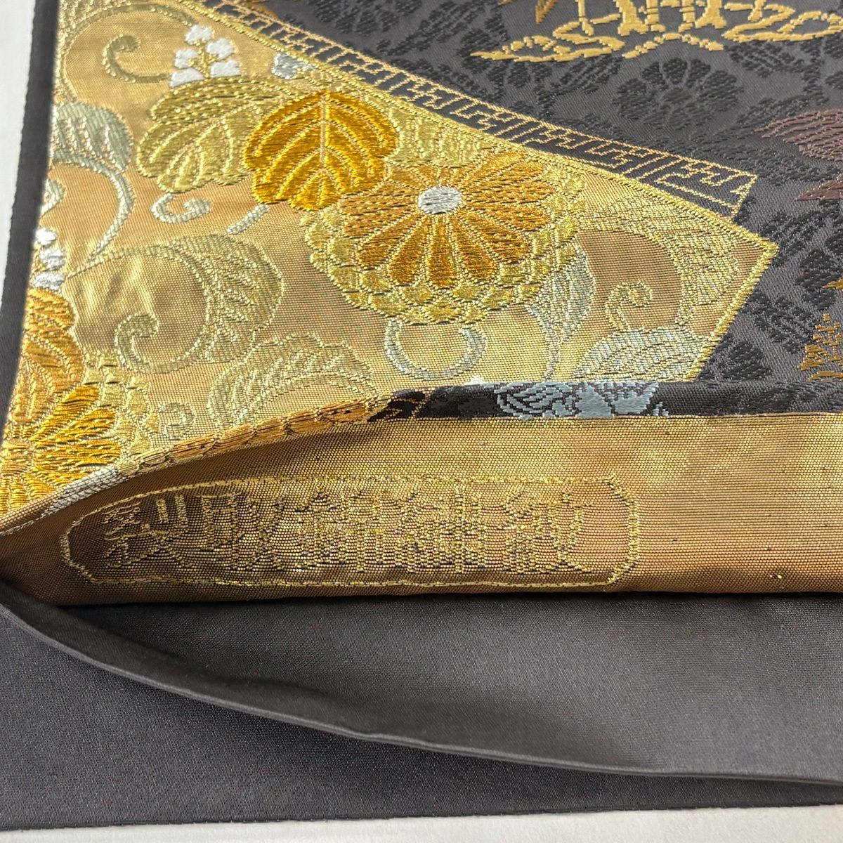 【美品】 袋帶 秀品級 花鳥 桐 金銀彩 刺繡 濃紫 六通 純蠶絲