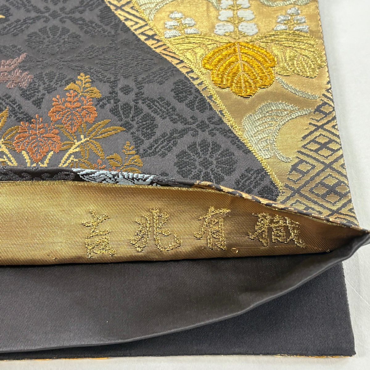 【美品】 袋帶 秀品級 花鳥 桐 金銀彩 刺繡 濃紫 六通 純蠶絲