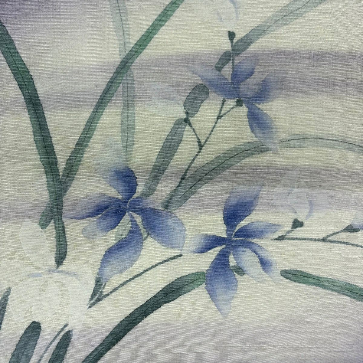 名古屋帶 秀品級 附落款 草花紋 霞 漸層 紫 純蠶絲