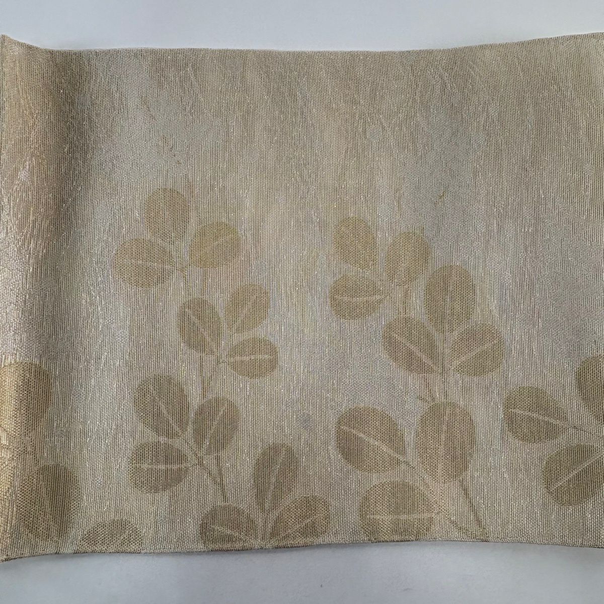 【美品】 袋帶 秀品級 織悅 落款 夏帶 萩 金金箔 米色 全通 純蠶絲
