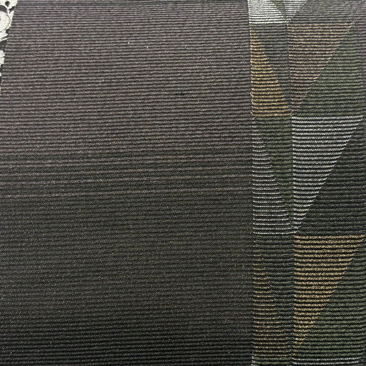 【美品】 袋帶 秀品級 夏帶 草花紋紋 幾何學 金銀彩 金金箔 墨色 六通 純蠶絲
