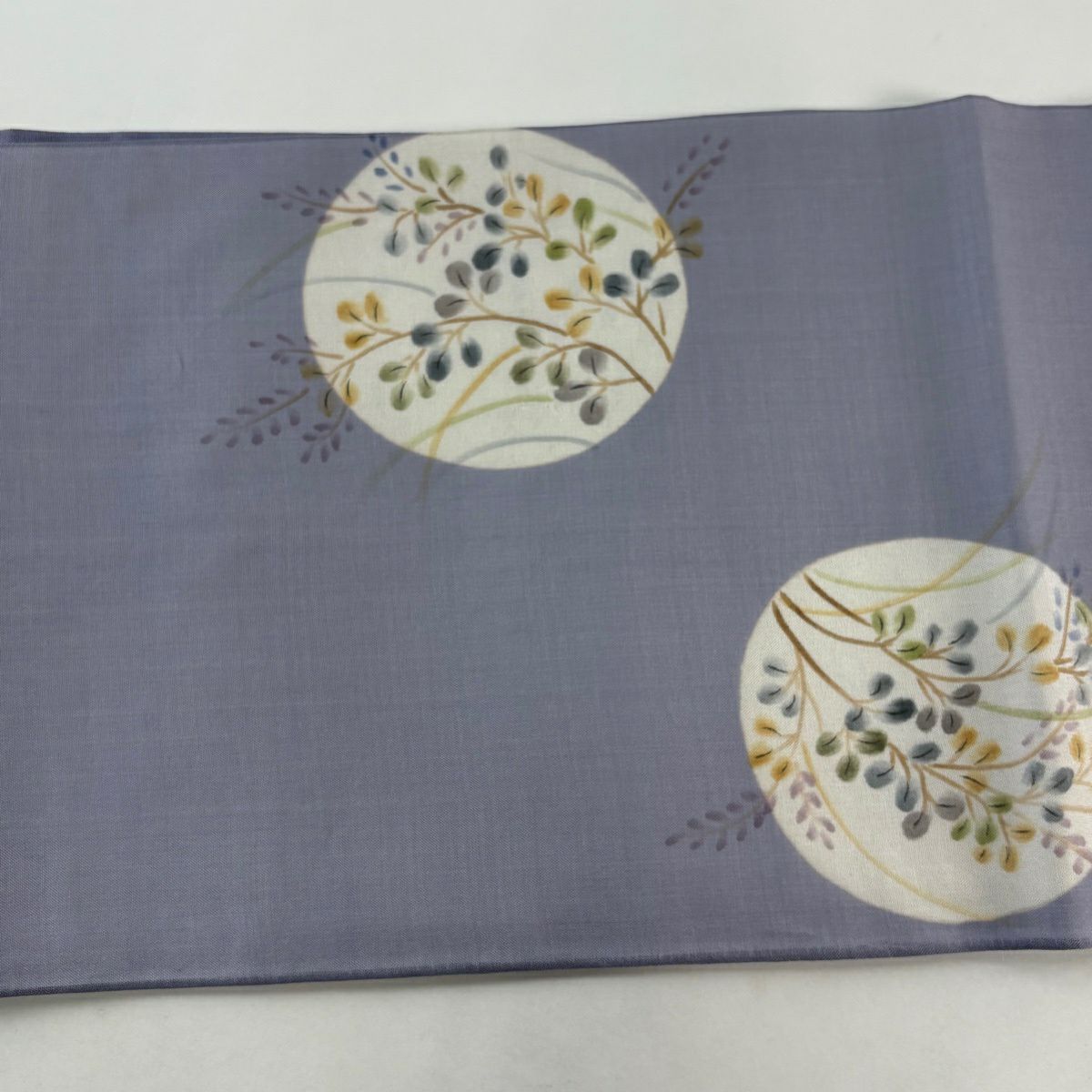 袋帶 秀品級 夏帶 萩 圓文 淺紫 お太鼓圖案 純蠶絲