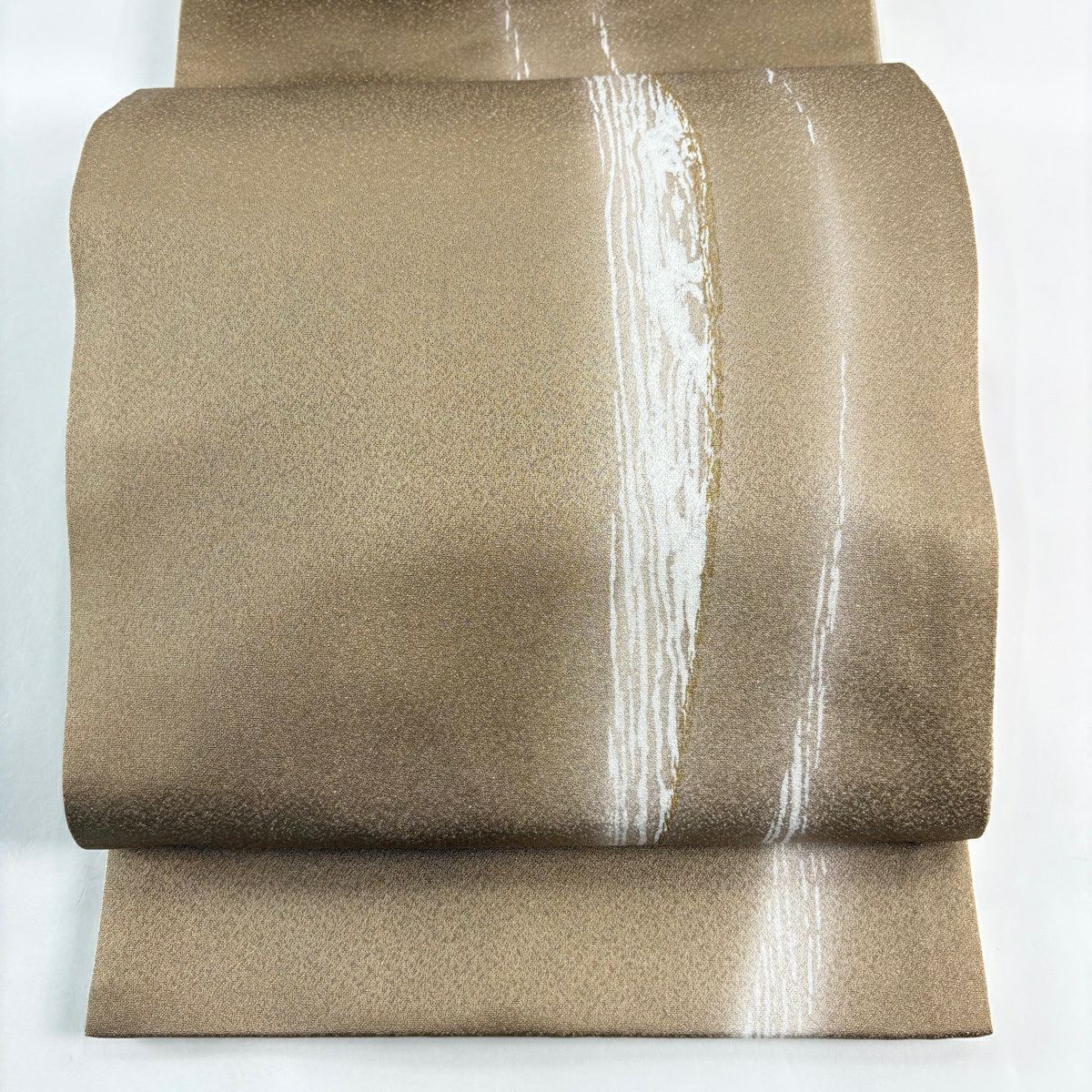 【美品】 袋帶 秀品級 幾何學 金銀彩 金金箔 灰茶 お太鼓圖案 純蠶絲