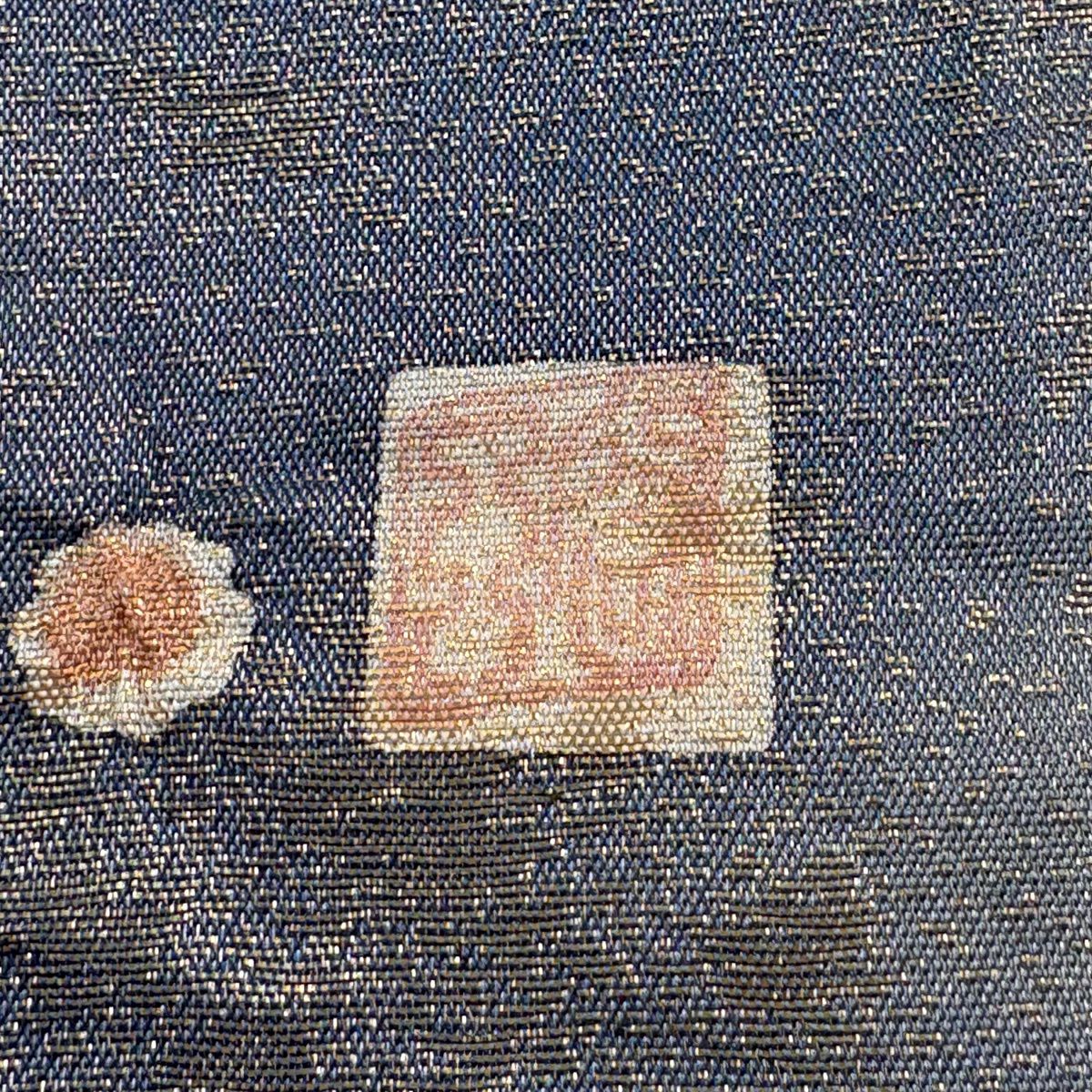【美品】 袋帶 名品級 落款あり 辻花染 金通し 青紫 お太鼓柄 純蠶絲