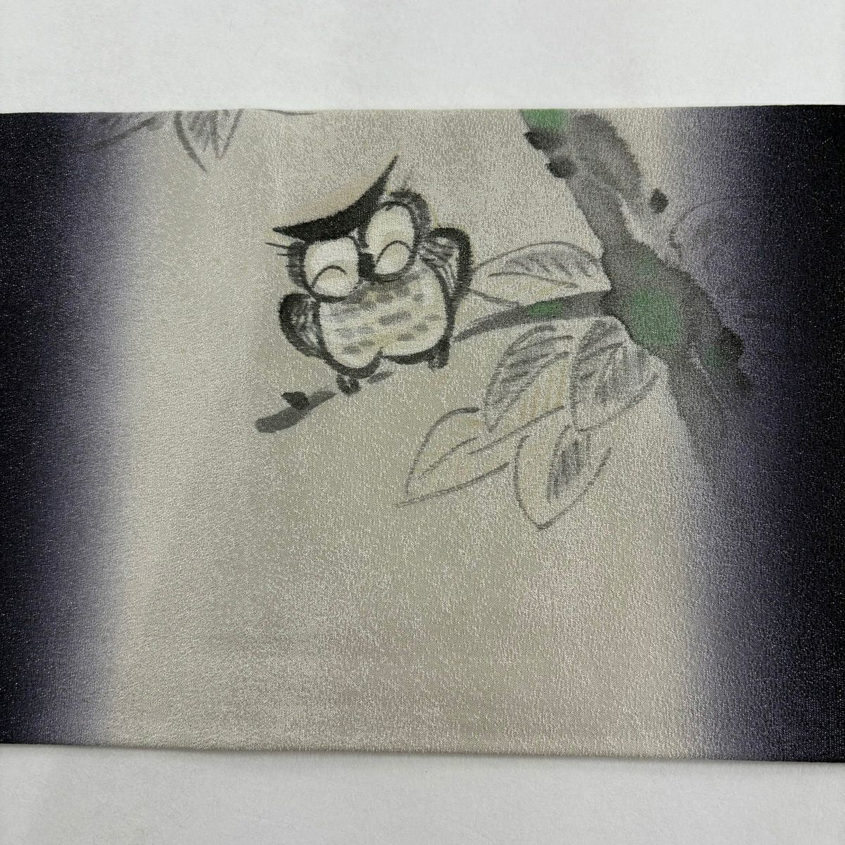 【美品】 名古屋帶 名品級 蛙耳樹枝 銀通 銀銀彩 深紫 純蠶絲