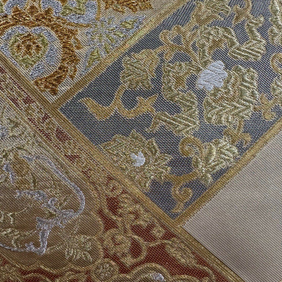 袋帶 名品級 川島織物 落款 華紋 花唐草紋 金銀線 金金箔 金 六通 純蠶絲