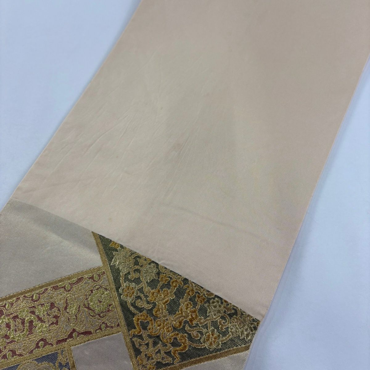 袋帶 名品級 川島織物 落款 華紋 花唐草紋 金銀線 金金箔 金 六通 純蠶絲