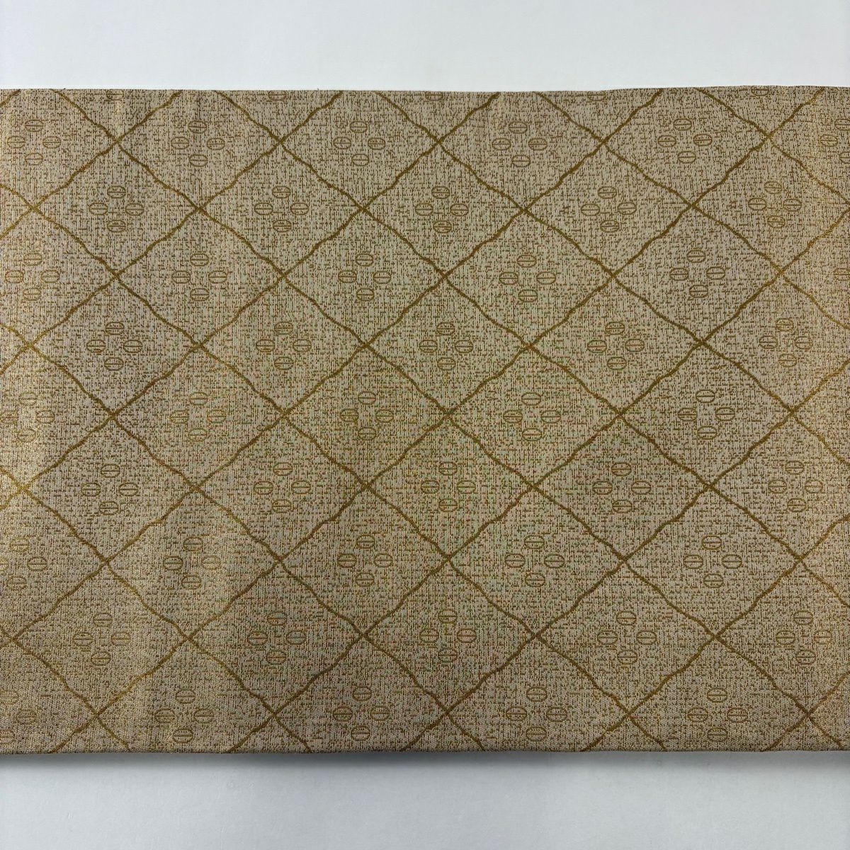 【美品】 袋帶 名品級 花 笹 金金箔 金絲 黃土色 六通 純蠶絲