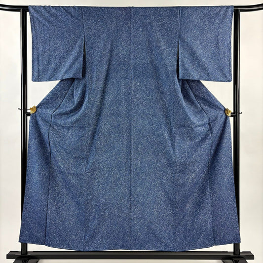 【美品】 小紋 身長156.5cm 袖長62.5cm S 雙層 幾何學圖案 深藍 純蠶絲 優品級