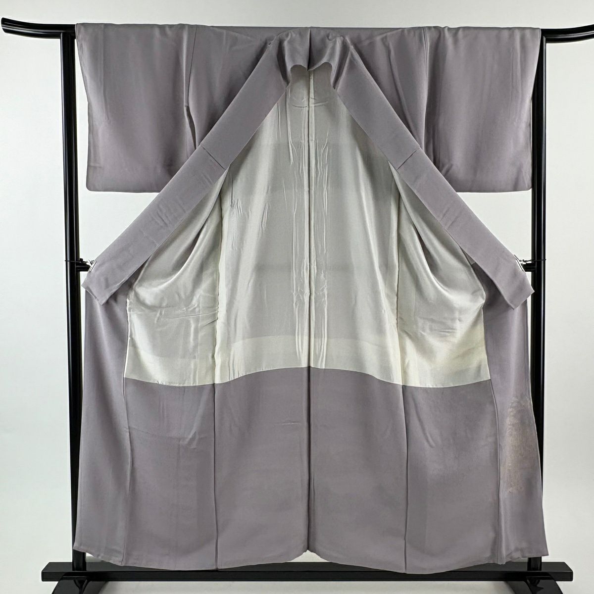 留袖禮服禮服 身長157cm 袖長65cm M 雙層 水邊的風景 金絲 灰紫 純蠶絲 優品級 一個紋
