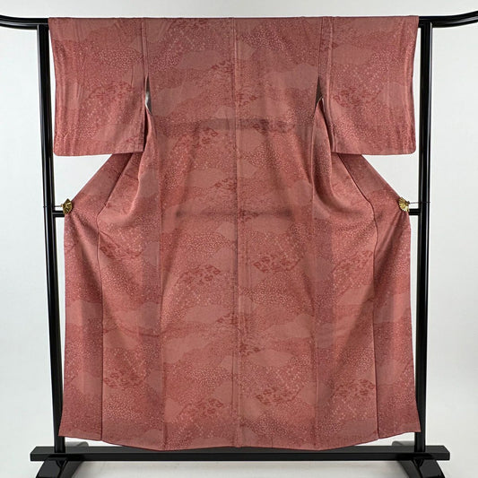 江戶小紋 身長155cm 袖長62.5cm S 雙層 鮫 小花 茜 純蠶絲 優品級