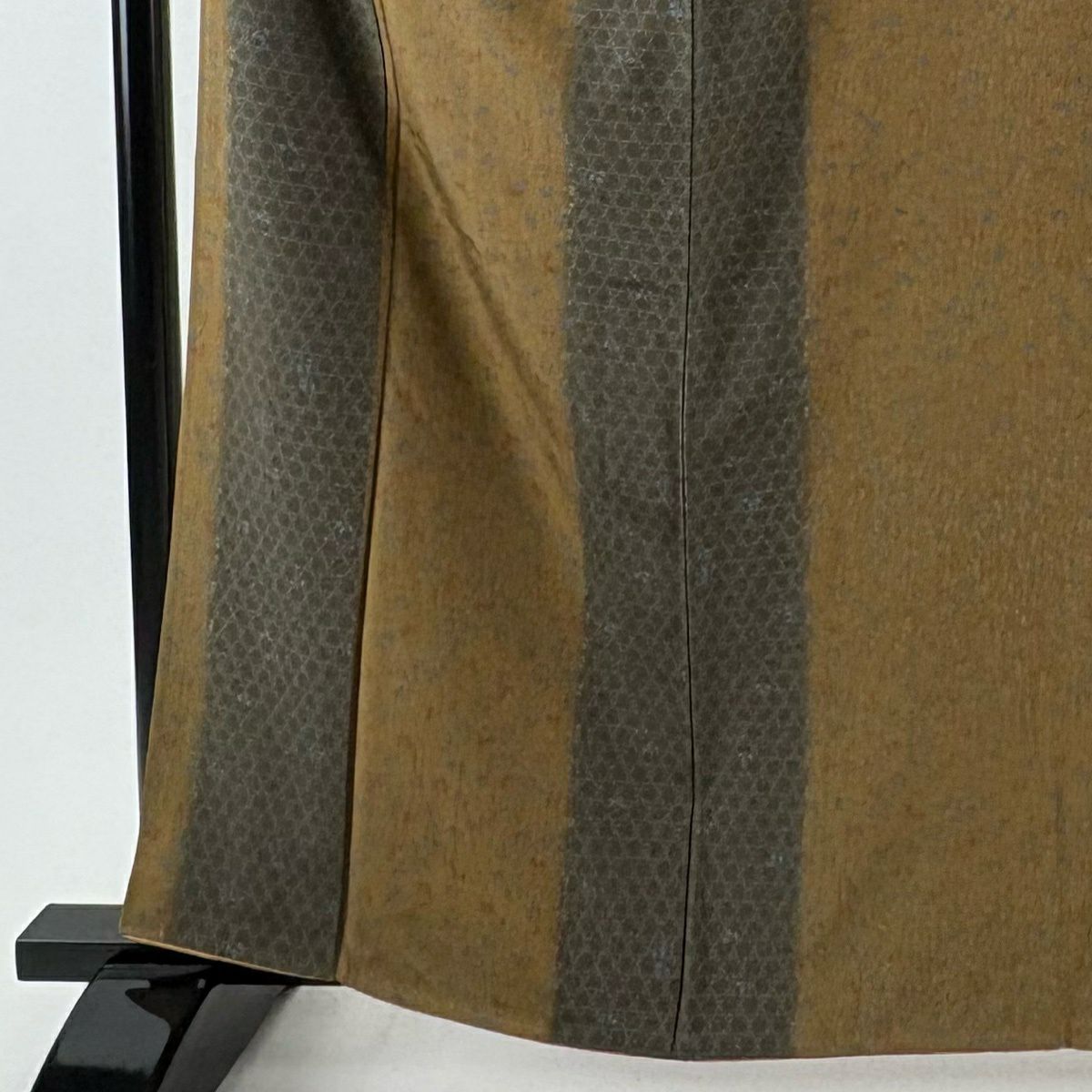 【美品】 小紋 身長162cm 袖長64.5cm M 雙層 籠目 萩 山吹茶 純蠶絲 優品級