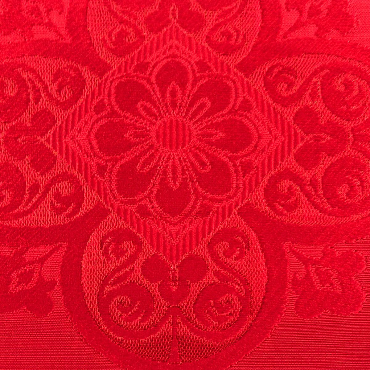 【美品】名古屋帶 優品級 松樹葉仕立 八寸名古屋帶 紬織織 華紋 縞 金糸 紅 純蠶絲