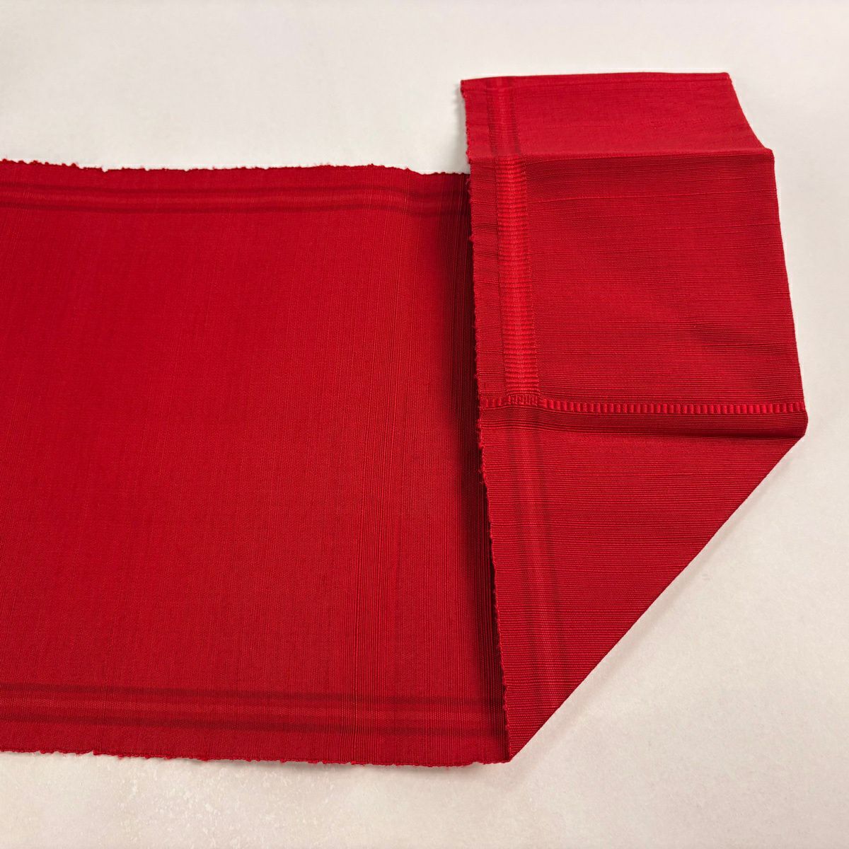【美品】名古屋帶 優品級 松樹葉仕立 八寸名古屋帶 紬織織 華紋 縞 金糸 紅 純蠶絲