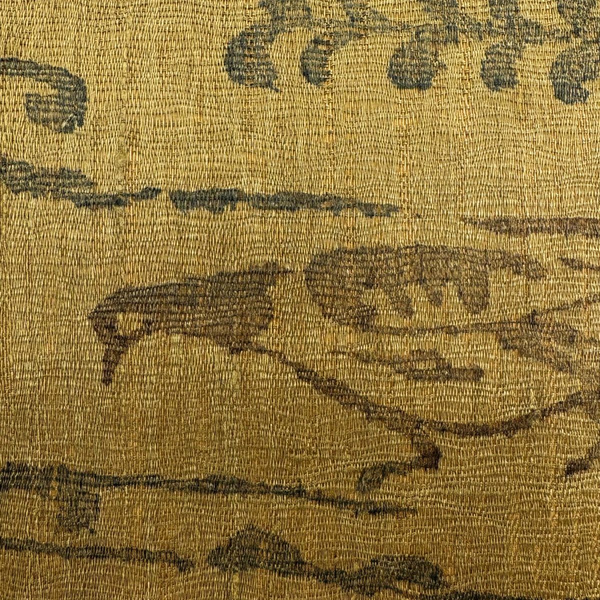 【美品】 袋帶 名品級 鳥 葉紋 山吹茶 純蠶絲