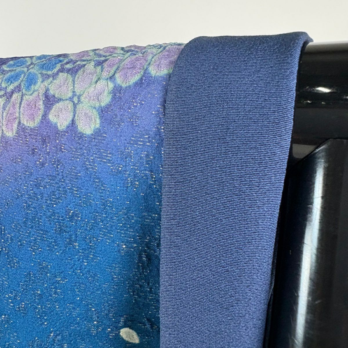 振袖禮服 身長163cm 袖長68.5cm L 雙層 樱花 樱花花瓣 金通 金染 藍紫 純蠶絲 精品