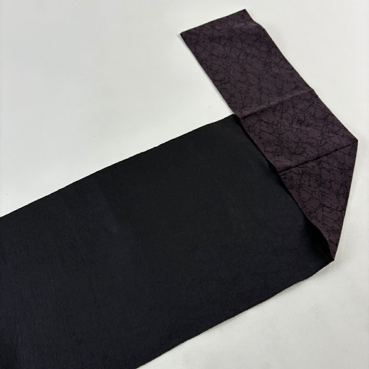 名古屋帶 逸品級 八寸名古屋帶 松樹葉仕立 鯨 段縞 濃紫 純蠶絲