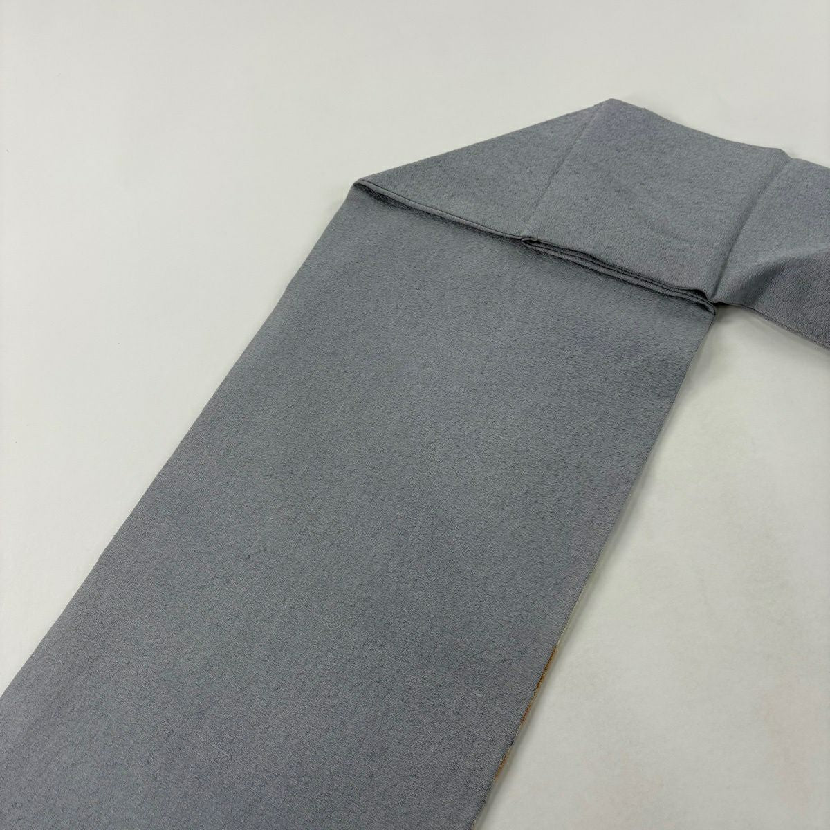 【美品】 名古屋帶 秀品級 落款 草花紋 霞 漸層 青灰色 純蠶絲