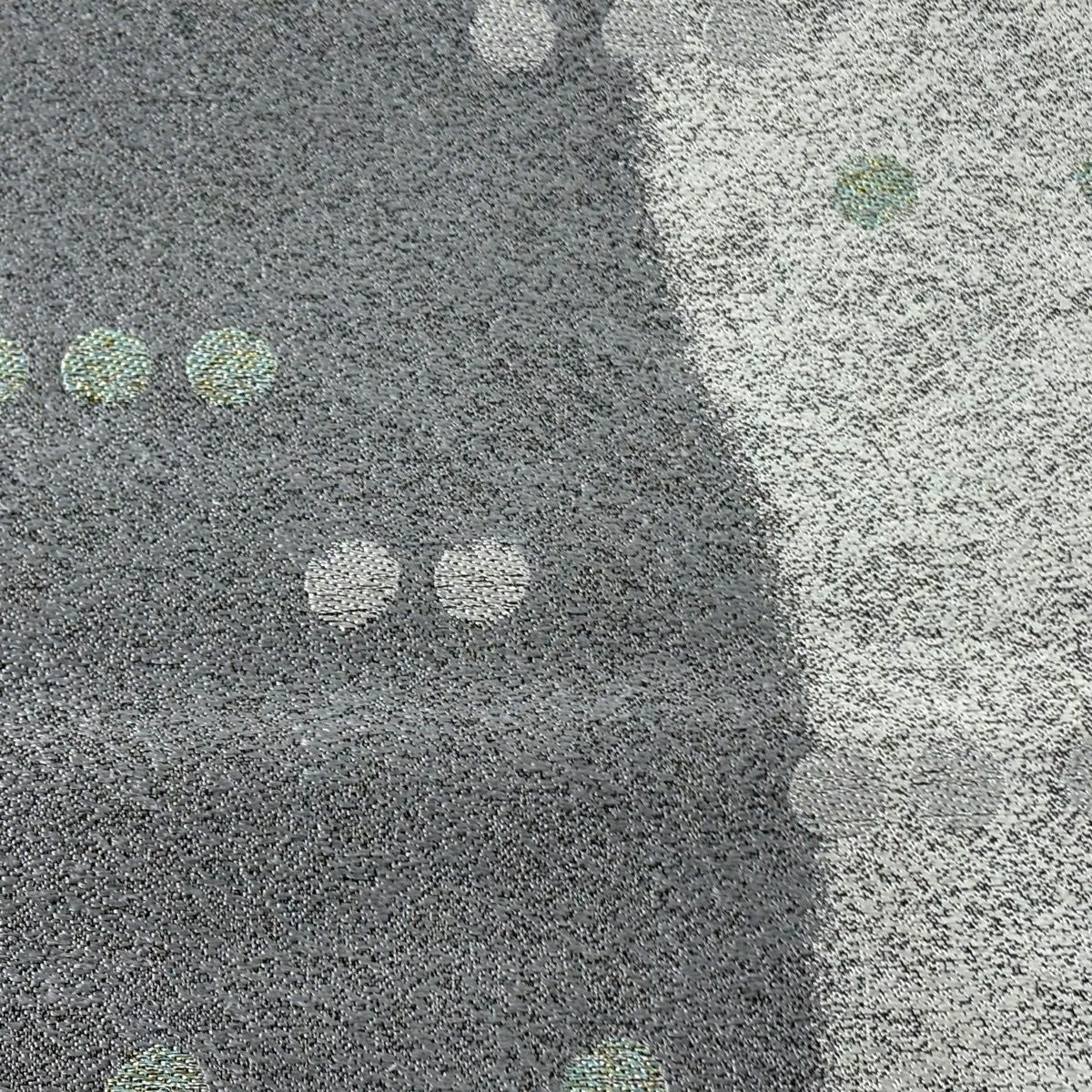 【美品】 袋帶 秀品級 幾何學 金銀彩 灰 深藍 六通 純蠶絲